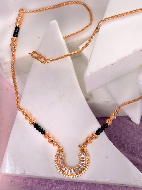 Gold Plated White AD Studded & Beaded Pendant Mangalsutra COMBO