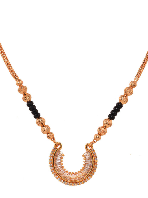 Gold Plated White AD Studded & Beaded Pendant Mangalsutra COMBO