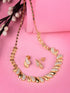 Gold Toned AD Studded Minimal Designer Necklace Jewellery Set
