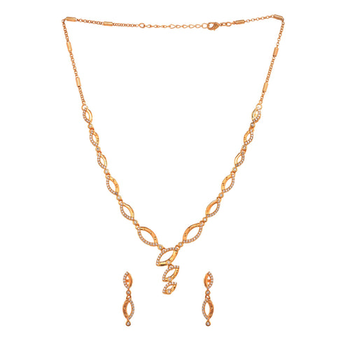 Gold Plated AD Studded Minimal Delicate Necklace Jewellery Set