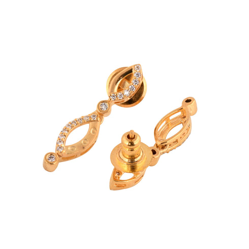 Gold Plated AD Studded Minimal Delicate Necklace Jewellery Set