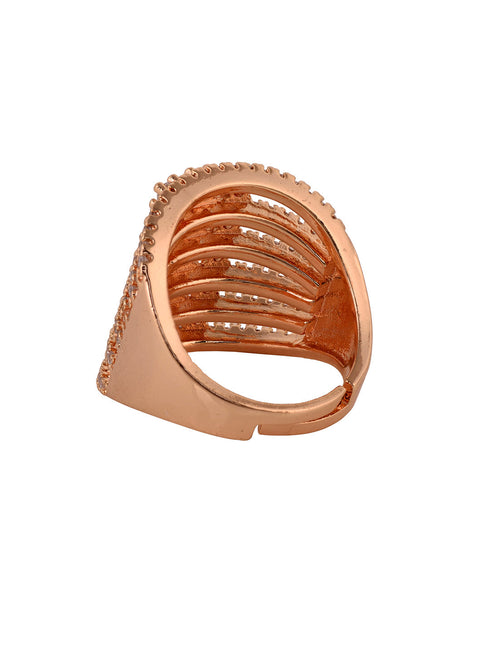 Gold Plated White AD Studded designer Finger Ring