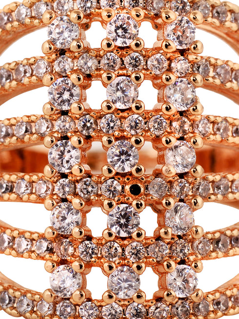 Gold Plated White AD Studded designer Finger Ring