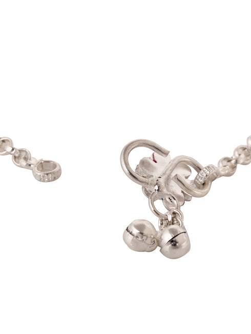 Silver Toned AD studded Ethnic Bridal Anklet Anklet