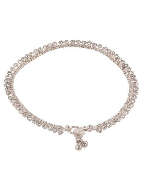 Silver Toned AD studded Ethnic Bridal Anklet Anklet