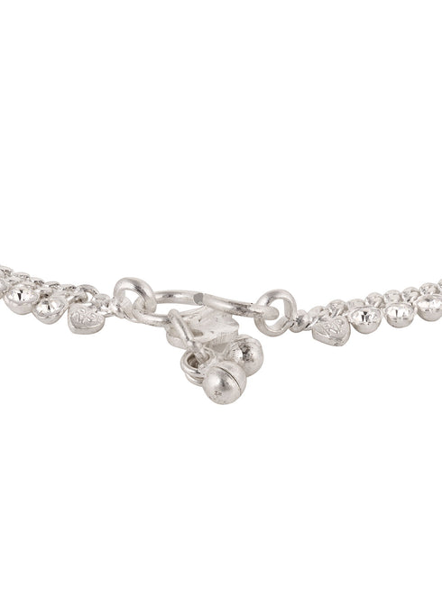 Silver Toned AD studded Ethnic Bridal Anklet Anklet