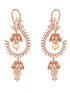 Gunmetal Toned Rose Gold Plated AD Studded Hoop Earrings