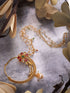Gold Plated Red & White Pearl Beaded &Studded Bridal Nose Ring