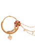 Gold Plated Red & White Pearl Beaded &Studded Bridal Nose Ring