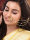 Gold plated Red& White Pearl Beaded Floral Nose Ring