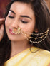 Gold plated Red& White Pearl Beaded Floral Nose Ring
