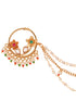 Gold plated Red& White Pearl Beaded Floral Nose Ring