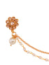 Gold Plated White Stone Studded & Pearl Nose Ring Nath