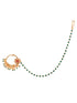 Gold Plated Studded & Beaded Floral Nose Ring Chain