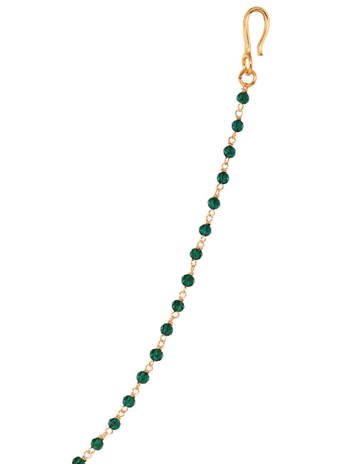 Gold Plated Studded & Beaded Floral Nose Ring Chain