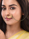 Gold Plated Studded & Beaded Floral Nose Ring Chain