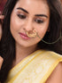 Gold Plated Studded & Beaded Floral Nose Ring Chain