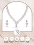 Rose Gold Plated Red AD Studded Statement Necklace Jewellery Set