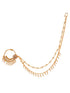 Gold Toned White Pearl Beaded Designer Nath Nose Ring Chain