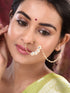 Gold Plated White Polki Studded & Beaded Exquisite Nath Chain