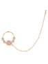 Gold Plated White Kundan Studded Floral Design Nath for Modern Brides