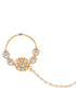 Gold Plated White Kundan Studded Floral Design Nath for Modern Brides