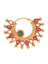 Gold Plated Red Polki Studded Modern Nose Ring