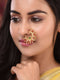 Gold Plated Red Polki Studded Modern Nose Ring