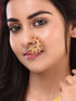 Gold Plated Red Polki Studded Modern Nose Ring