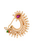 Gold Plated White Pearl Beaded Peshwai Moti Nath