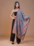 Women's Pure Wool Faux Pashmina Kalamkari Printed Embroidery Stole