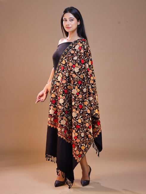 Women's Aari Embroidered Wool Stole