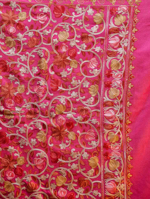 Women's Aari Embroidered Wool Stole