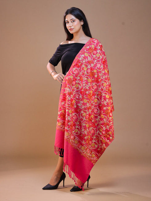 Women's Aari Embroidered Wool Stole