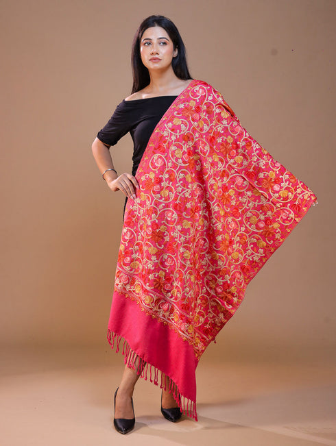 Women's Aari Embroidered Wool Stole