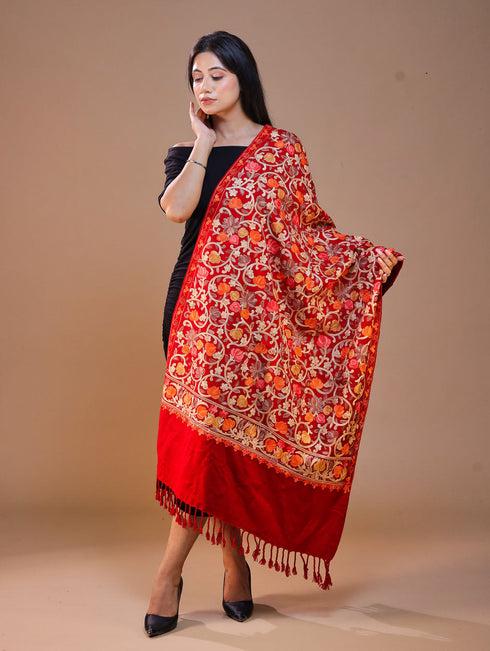 Women's Aari Embroidered Wool Stole