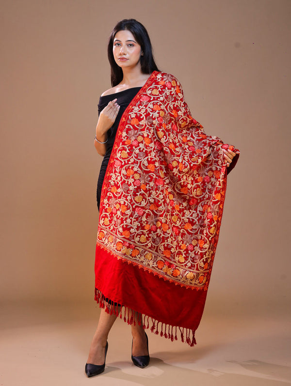 Women's Aari Embroidered Wool Stole