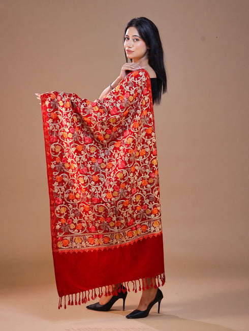 Women's Aari Embroidered Wool Stole