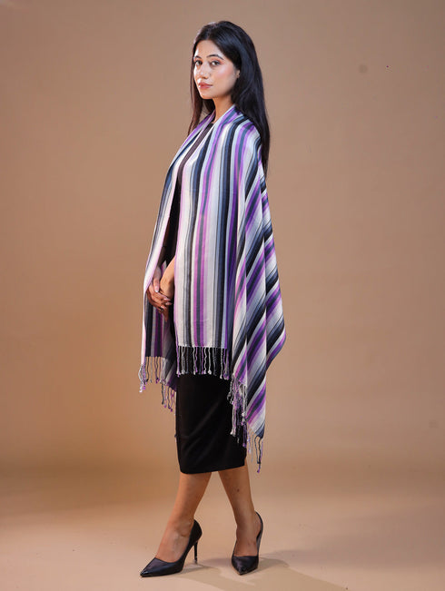 Women's Striped Formal Viscose Stole