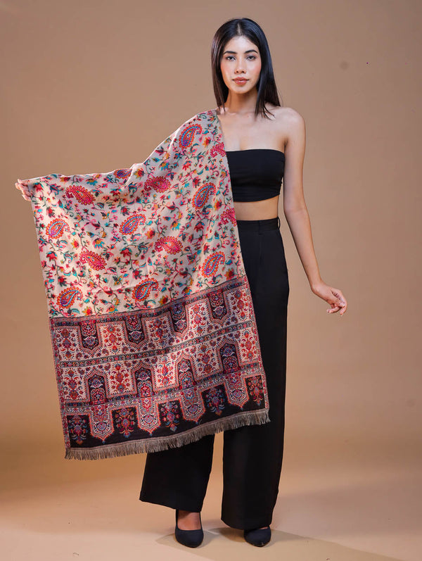 Women's Printed Aari Jamawar Wool Stole