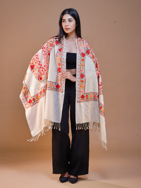 Women's Aari Embroidered Wool Stole