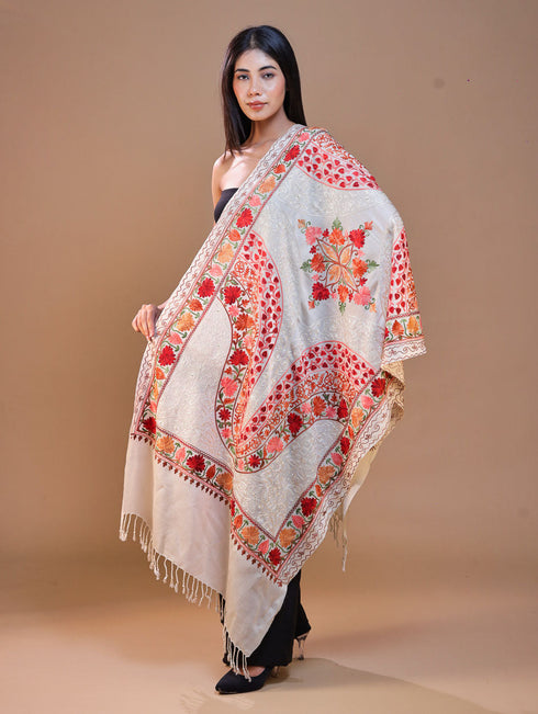 Women's Aari Embroidered Wool Stole