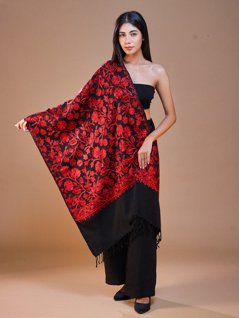 Women's Aari Embroidered Wool Stole
