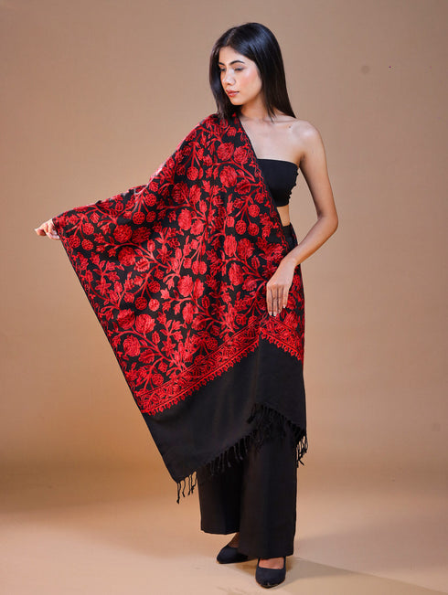 Women's Aari Embroidered Wool Stole