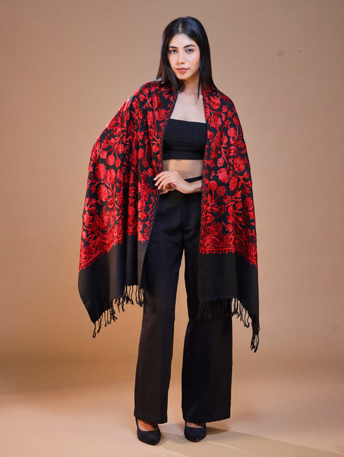 Women's Aari Embroidered Wool Stole