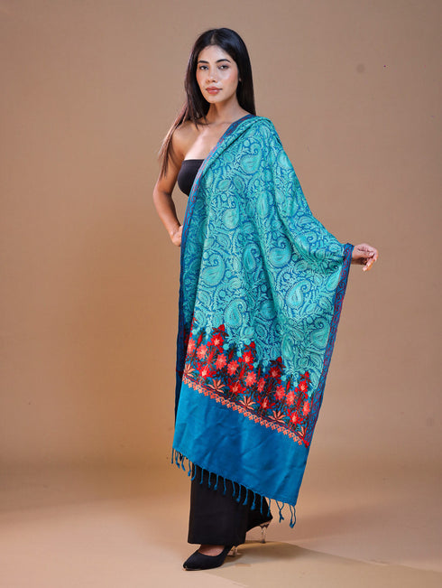 Women's Aari Embroidered Wool Stole