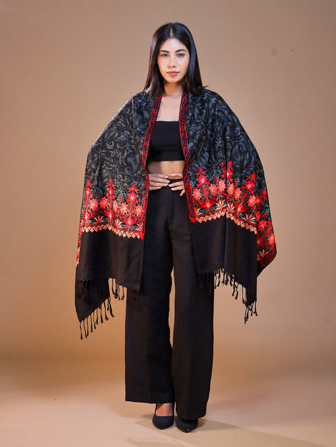 Women's Aari Embroidered Wool Stole