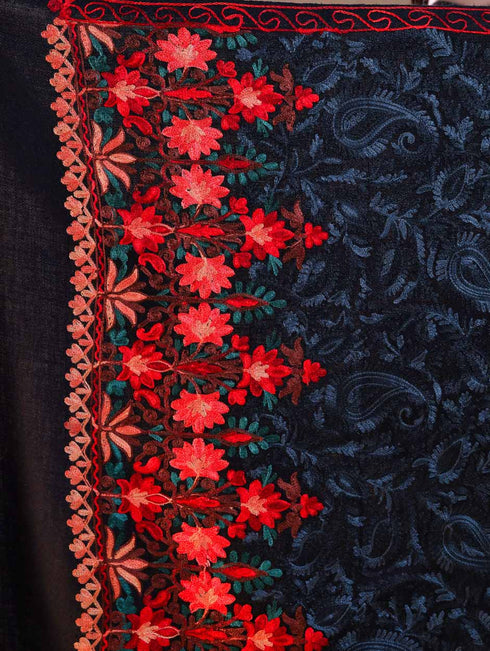 Women's Aari Embroidered Wool Stole