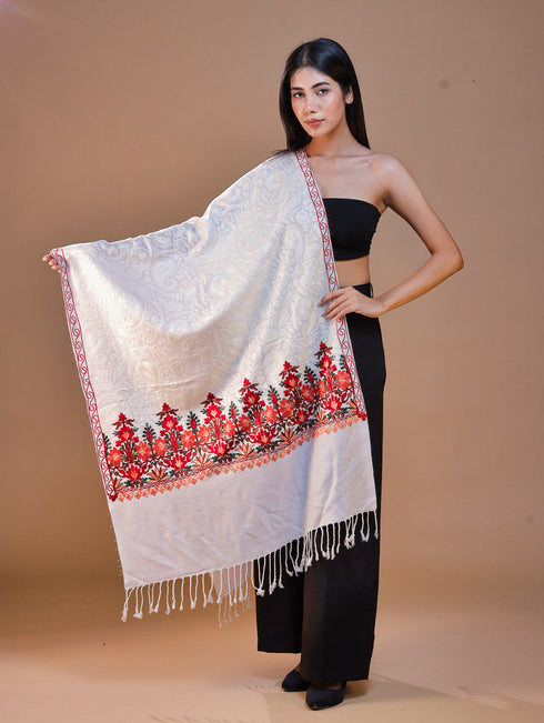 Women's Aari Embroidered Wool Stole