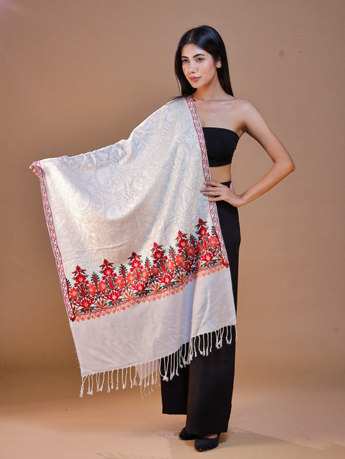 Women's Aari Embroidered Wool Stole